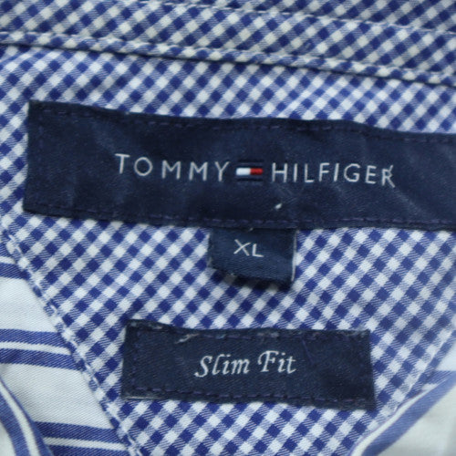 Tommy Hilfiger Men's Blue Slim Fit Striped Button-Up Shirt XL