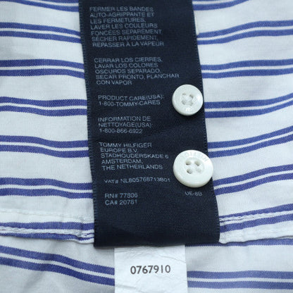 Tommy Hilfiger Men's Blue Slim Fit Striped Button-Up Shirt XL