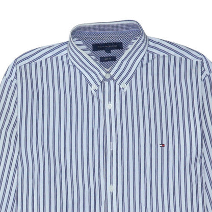 Tommy Hilfiger Men's Blue Slim Fit Striped Button-Up Shirt XL