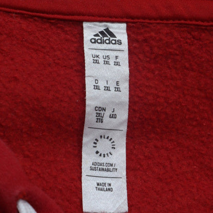 Adidas Men's Red 2XL Pullover Hoodie with Logo and Pocket
