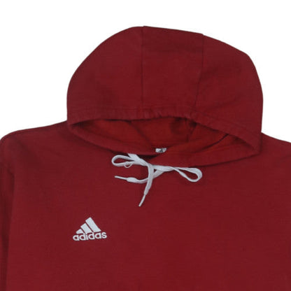Adidas Men's Red 2XL Pullover Hoodie with Logo and Pocket