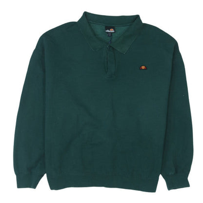 Ellesse Men’s Green Collared Henley Sweatshirt 2XL Regular Fit