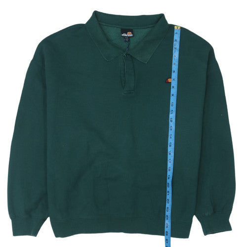 Ellesse Men’s Green Collared Henley Sweatshirt 2XL Regular Fit