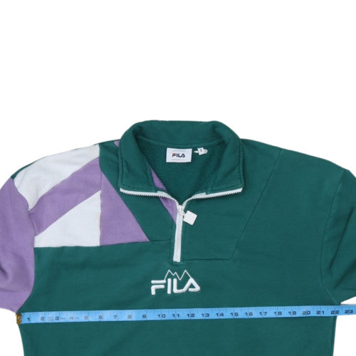 FILA Men's Green & Purple 1/4 Zip Retro Sweatshirt Size S