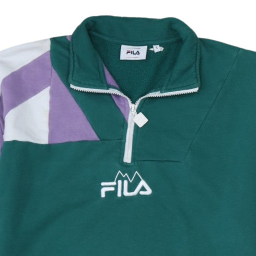 FILA Men's Green & Purple 1/4 Zip Retro Sweatshirt Size S
