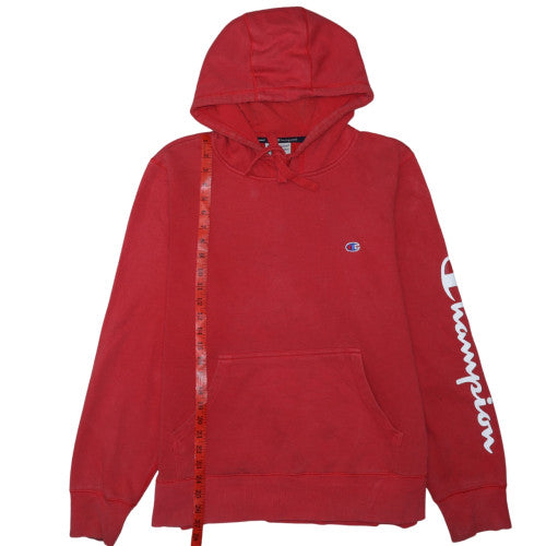 Champion Men's Red XL Pullover Hoodie with Logo Sleeve & Kangaroo Pocket