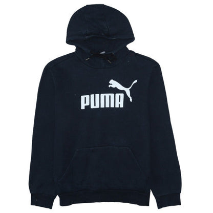Puma Mens Black Pullover Hoodie M Sports Logo Fleece Sweatshirt