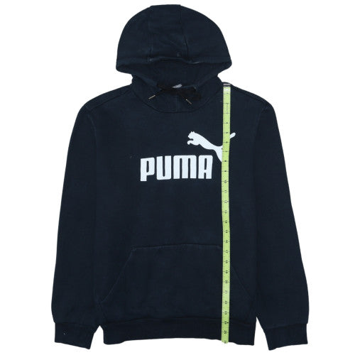 Puma Mens Black Pullover Hoodie M Sports Logo Fleece Sweatshirt