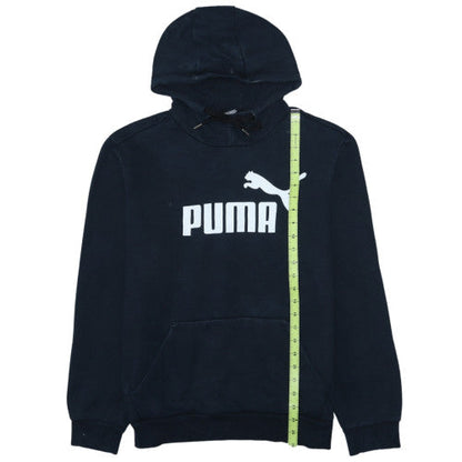 Puma Mens Black Pullover Hoodie M Sports Logo Fleece Sweatshirt