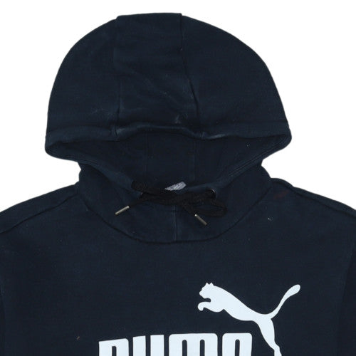 Puma Mens Black Pullover Hoodie M Sports Logo Fleece Sweatshirt