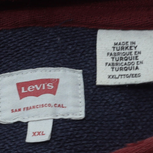 Levi's Men Blue 2XL Pullover Hoodie with Logo Graphic