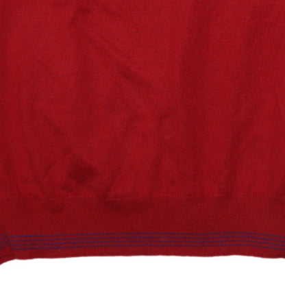 Hugo Boss Mens Red V-Neck Cotton Jumper Size L Classic Style
