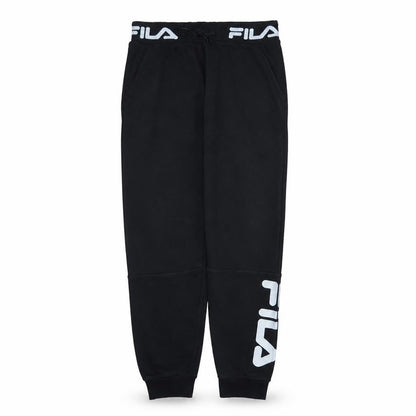 Fila Men's Black Jogger Trousers L Cotton Blend Logo Cuffed