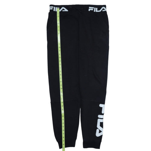 FILA Men's Black Jogger Trousers L Cotton Blend Logo Cuffed