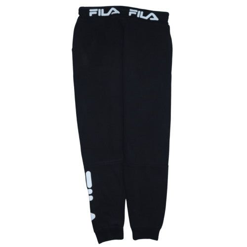 FILA Men's Black Jogger Trousers L Cotton Blend Logo Cuffed