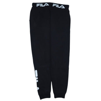 FILA Men's Black Jogger Trousers L Cotton Blend Logo Cuffed