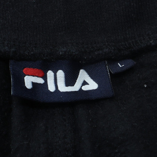 FILA Men's Black Jogger Trousers L Cotton Blend Logo Cuffed
