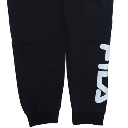 FILA Men's Black Jogger Trousers L Cotton Blend Logo Cuffed