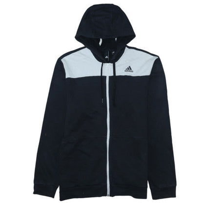 Adidas Mens Black & White Full Zip Hoodie Size L Hooded Sweatshirt