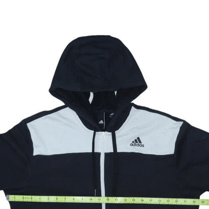 Adidas Mens Black & White Full Zip Hoodie Size L Hooded Sweatshirt