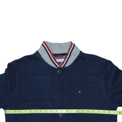 Tommy Hilfiger Men Blue Varsity Jacket Size L Cotton Blend