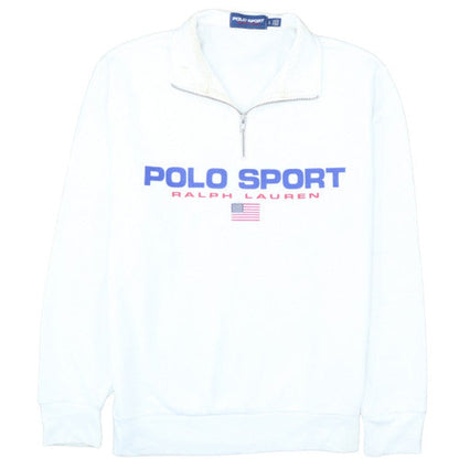 Ralph Lauren Polo Sport Men's White 1/4 Zip Sweatshirt L