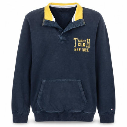 Tommy Hilfiger Men’s Blue Henley Sweatshirt M Vintage Fit
