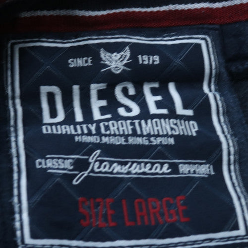 Diesel Men's Blue Sweatpants L Regular Fit Embroidered Logo