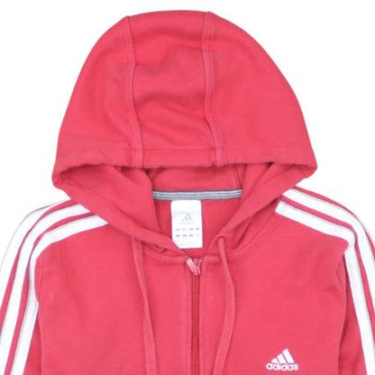 Adidas Womens Red Full Zip Hoodie Size 16 Hooded Sweatshirt