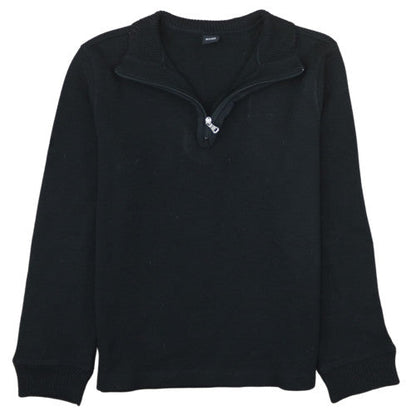 Hugo Boss Men's Black XL 1/4 Zip Cotton Knit Jumper