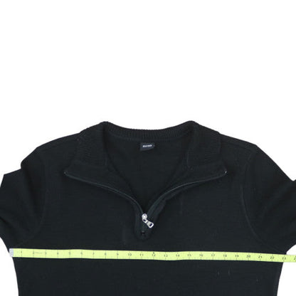 Hugo Boss Men's Black XL 1/4 Zip Cotton Knit Jumper