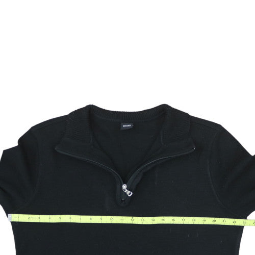 Hugo Boss Men's Black XL 1/4 Zip Cotton Knit Jumper