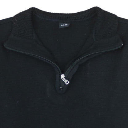 Hugo Boss Men's Black XL 1/4 Zip Cotton Knit Jumper