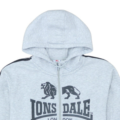 Lonsdale Men's Grey Full Zip Hoodie 2XL Sports Fleece