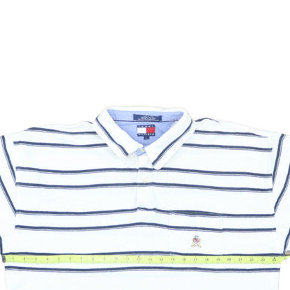 Tommy Hilfiger Men’s White Striped Polo Shirt XL Classic Fit
