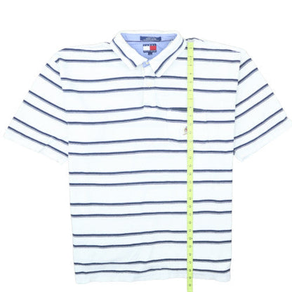 Tommy Hilfiger Men’s White Striped Polo Shirt XL Classic Fit