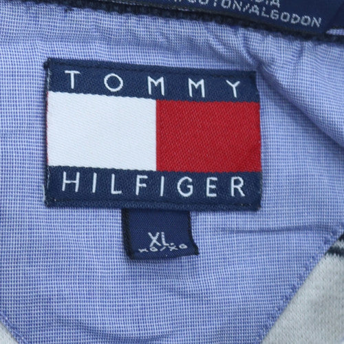 Tommy Hilfiger Men’s White Striped Polo Shirt XL Classic Fit