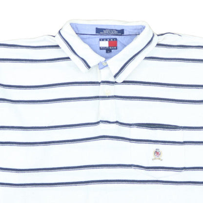 Tommy Hilfiger Men’s White Striped Polo Shirt XL Classic Fit