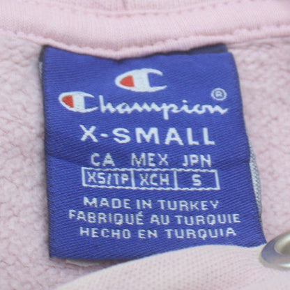 Champion Womens Pink XS Pullover Hoodie Logo Hooded Sweatshirt