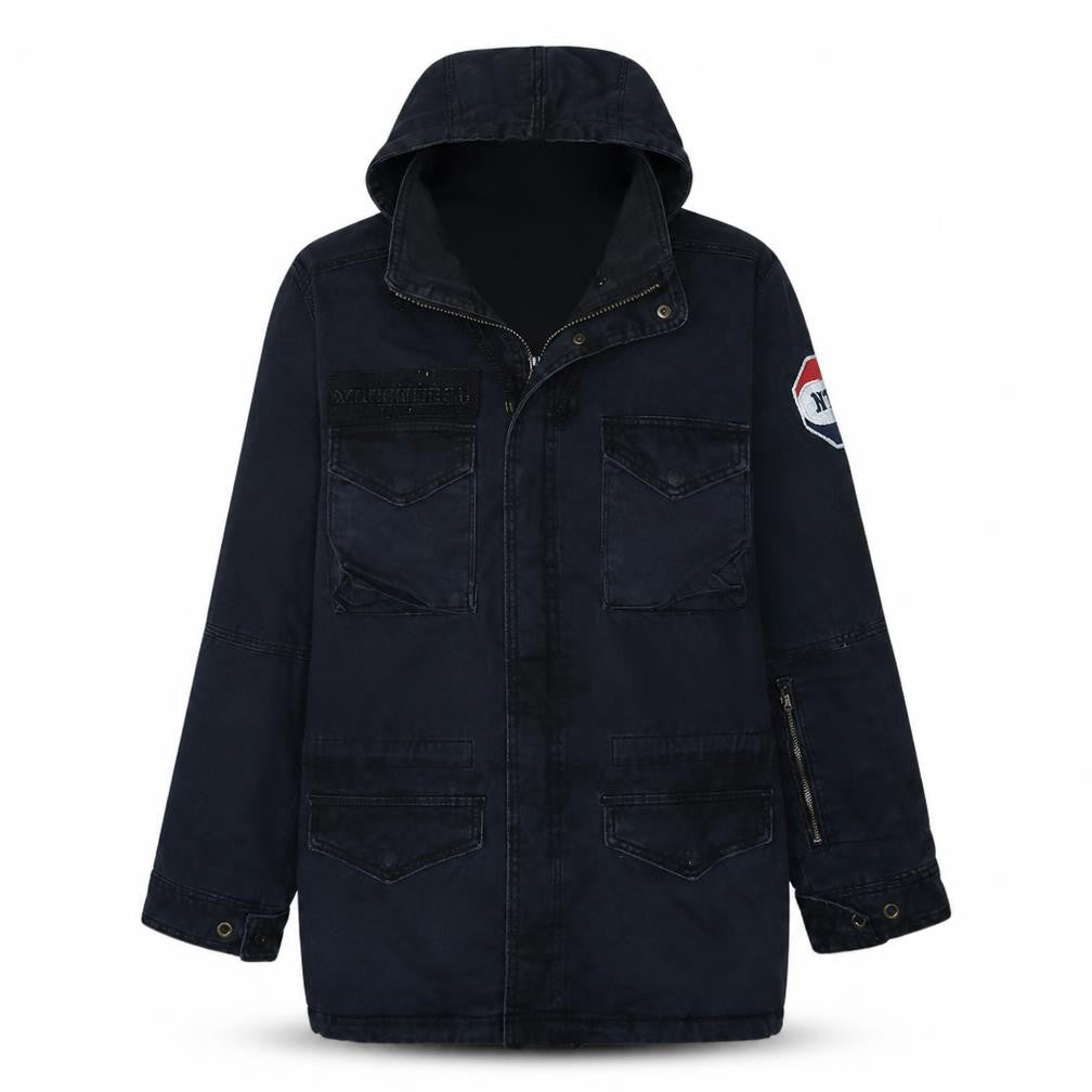 Nike Mens Navy Hooded Parka Jacket Size S Cotton Sportswear