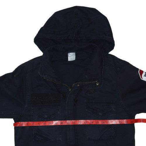 Nike Mens Navy Hooded Parka Jacket Size S Cotton Sportswear
