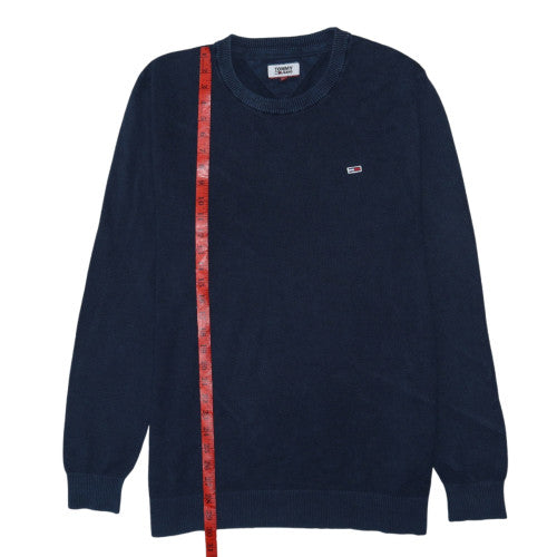 Tommy Jeans Men's Blue 2XL Cotton Crew Neck Pullover Jumper