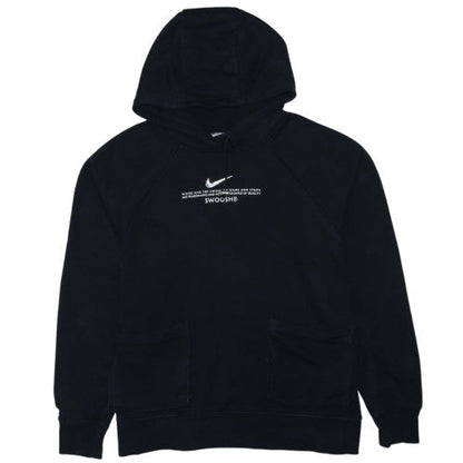Nike Women Black L Pullover Hoodie Cotton Blend Graphic Swoosh