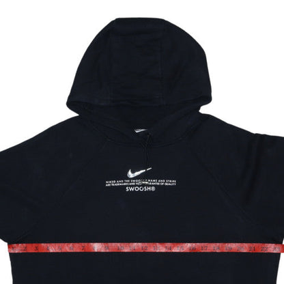 Nike Women Black L Pullover Hoodie Cotton Blend Graphic Swoosh