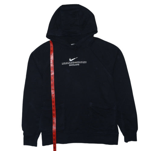 Nike Women Black L Pullover Hoodie Cotton Blend Graphic Swoosh