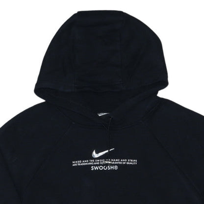 Nike Women Black L Pullover Hoodie Cotton Blend Graphic Swoosh