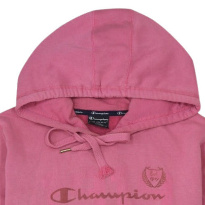 Champion Womens Pink Hoodie Size 16 Pullover Cotton Blend Logo Casual