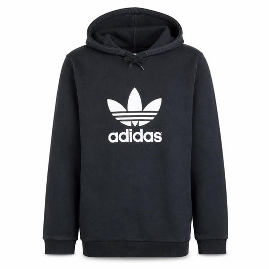 Front view of Adidas Men's Black Pullover Hoodie M Sports Logo Fleece