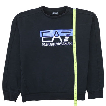 Emporio Armani EA7 Mens Black Logo Sweatshirt L Regular Fit