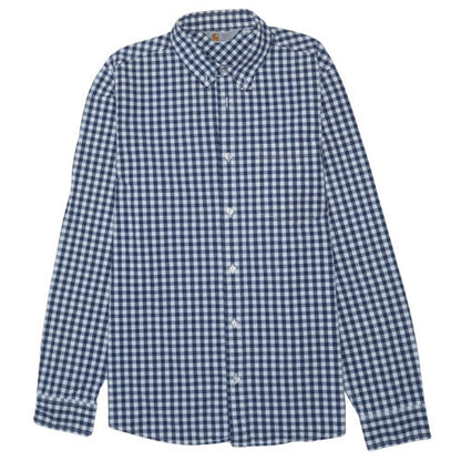 Carhartt Mens Blue Check Button-Up Cotton Shirt L Long Sleeve Casual